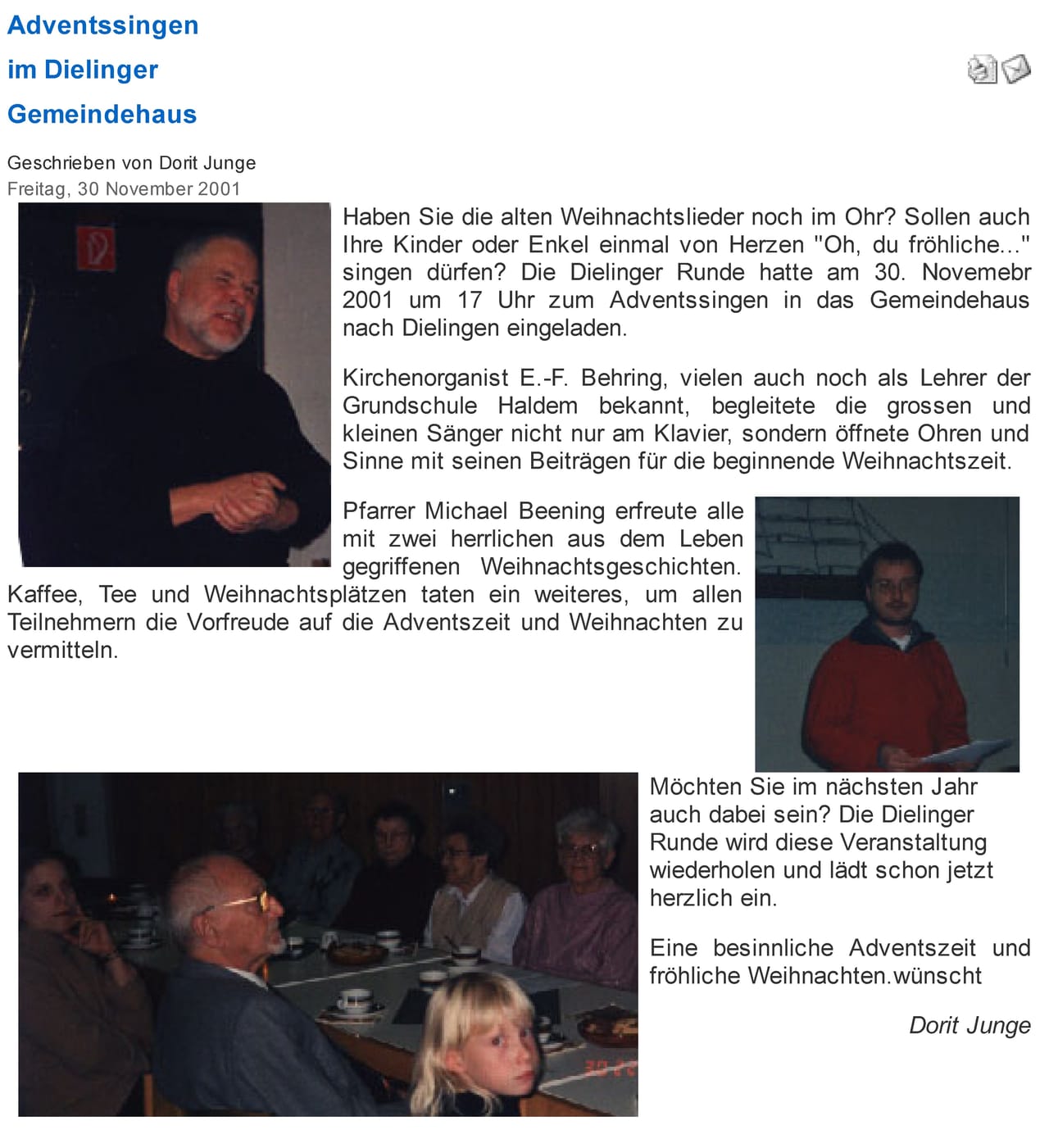 Foto aus Adventssingen im Gemeindehaus · 2001