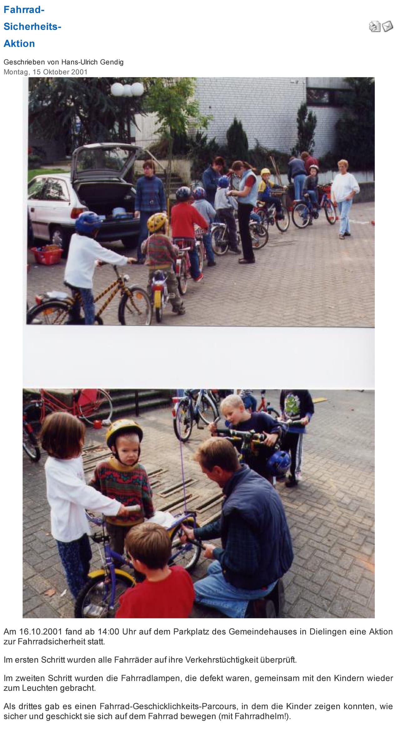 Foto aus Fahrrad Sicherheits Aktion · 2001