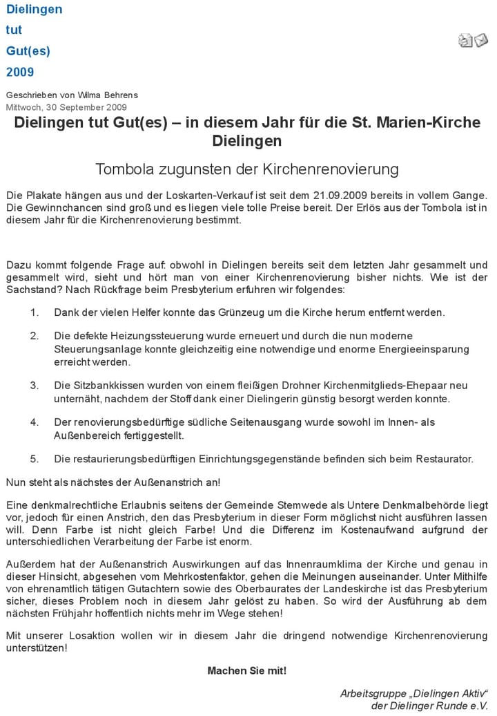 Foto aus Dielingen tut Gutes · 2009
