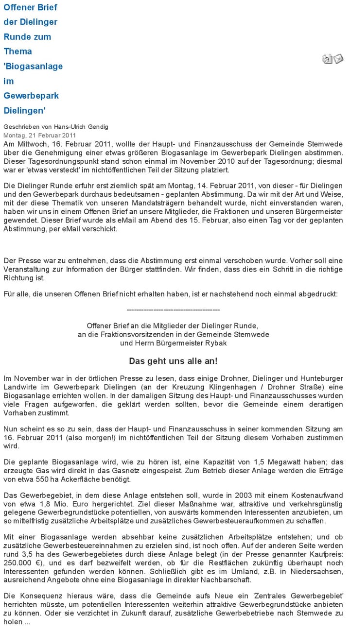 Foto aus Brief zur Biogasanlage · 2011