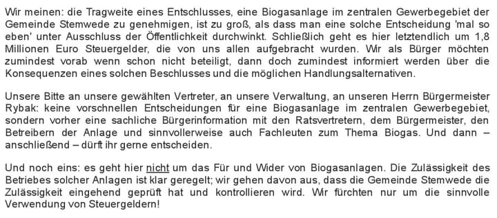 Foto aus Brief zur Biogasanlage · 2011