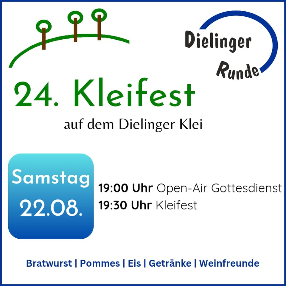 Flyer zum 24. Kleifest auf dem Dielinger Klei mit Programmzeiten